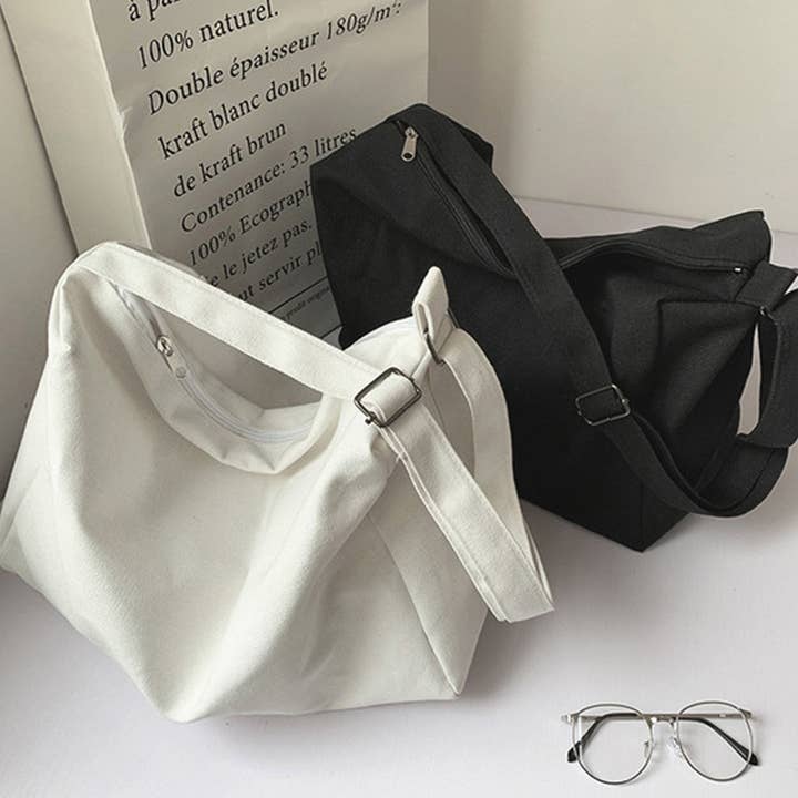 SOLID COLOR LARGE CAPACITY CROSSBODY BAG CANVAS BAG_CWAB2055 for wholesale by ACCITY