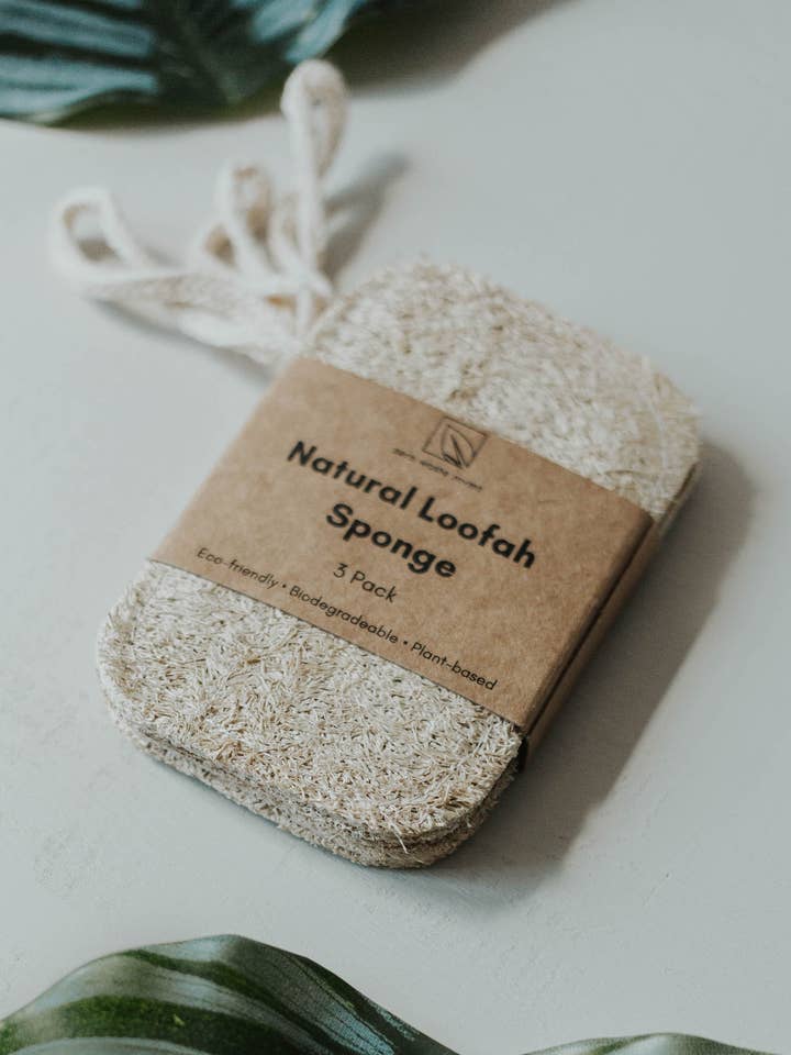 3 Pack Natural Loofah Sponge | Doubled Layered | Plant-Based for wholesale by Zero Waste MVMT