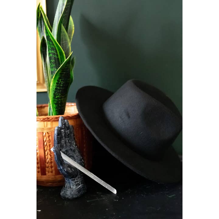 Wickedly Divine Shop - Wholesale Fedora - Women's - Witchy Gothic Wide Brimmed Felt Hat - Moon Witch
