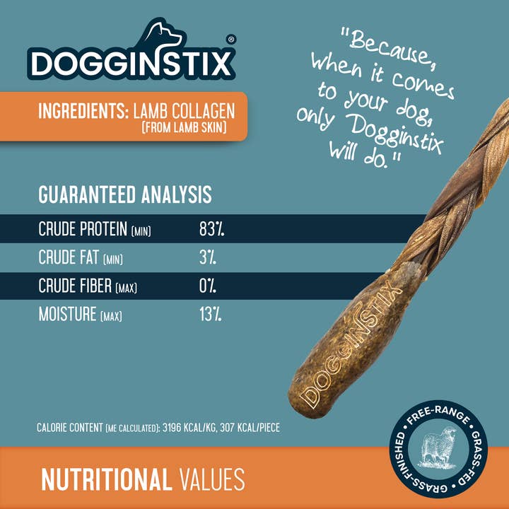 Dogginstix - Wholesale Pet Treats - Dog - Lamb Collagen - Barbell - Case of 302
