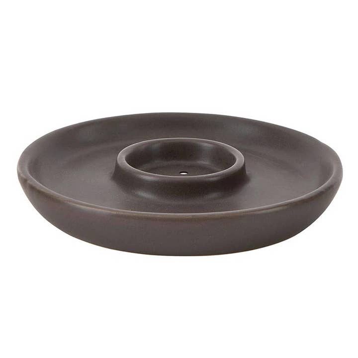Brown Ceramic Duo Incense & Votive Holder for wholesale by Angle