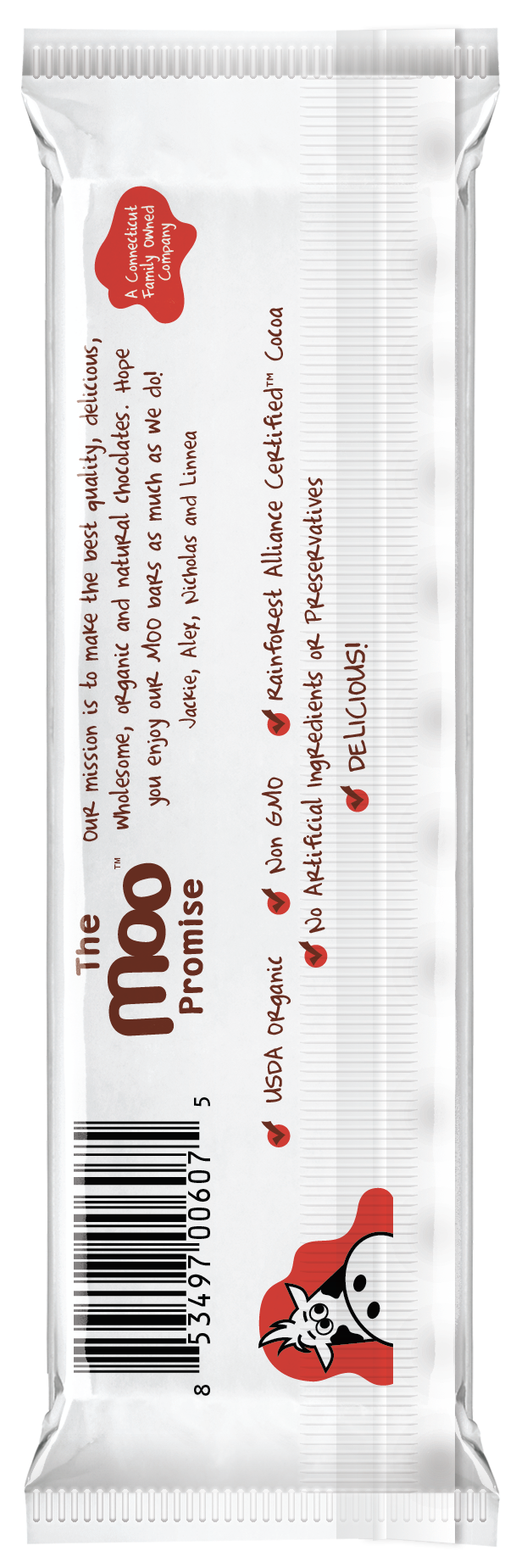 MOO Organic Chocolates - Wholesale Chocolate Bar - Organic Peanut Butter & Milk Chocolate Large Bar,  1.4 oz2