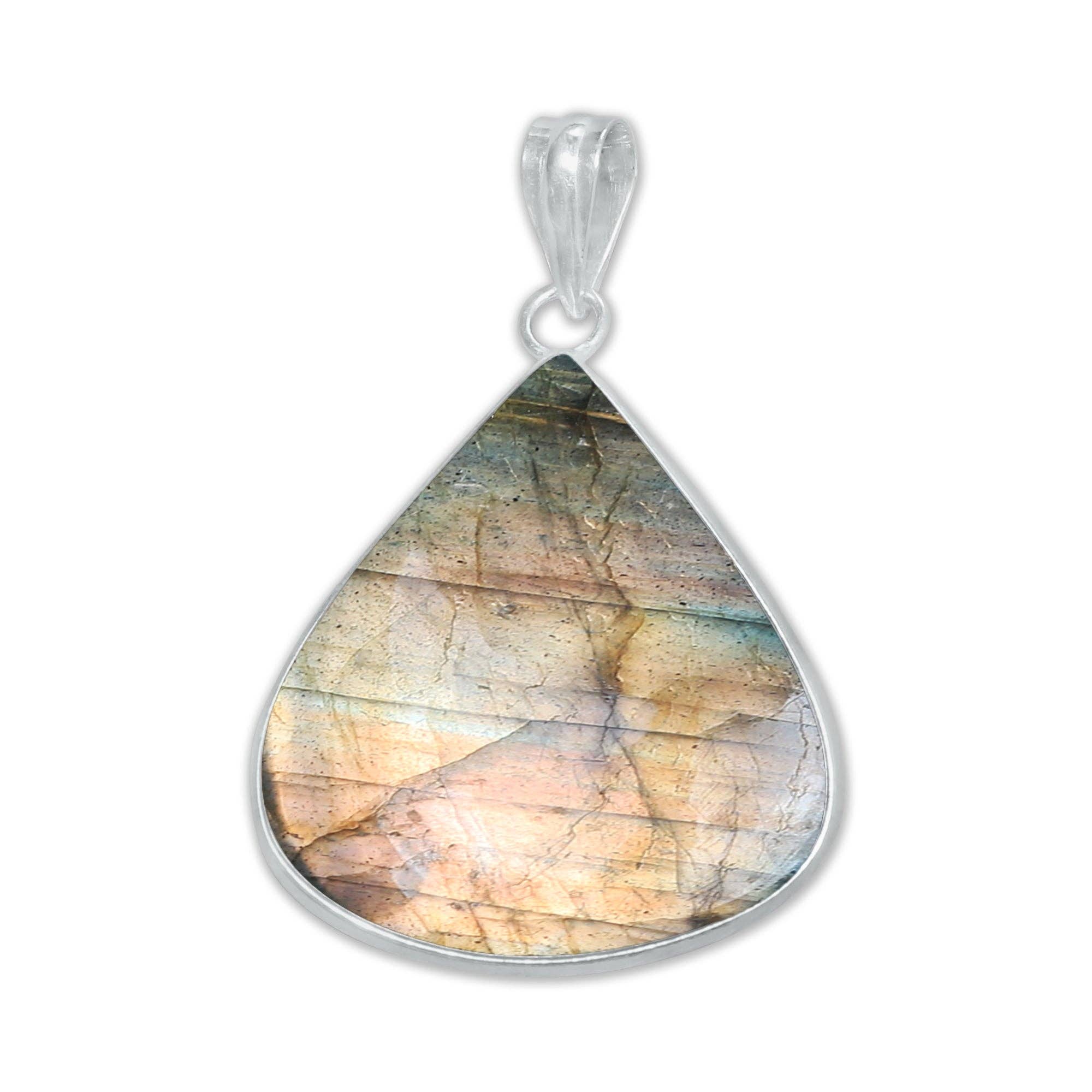 Handmade Jewels - Wholesale Individual Charm/Pendant - Labradorite Minimalist Pendants -  Handmade, Silver-Plated Brass, Wholesale16