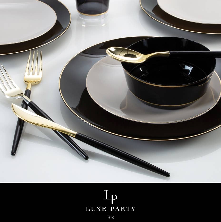 Luxe Party - Wholesale Table fork - Chic Round Black and Gold Forks | 32 Pieces1