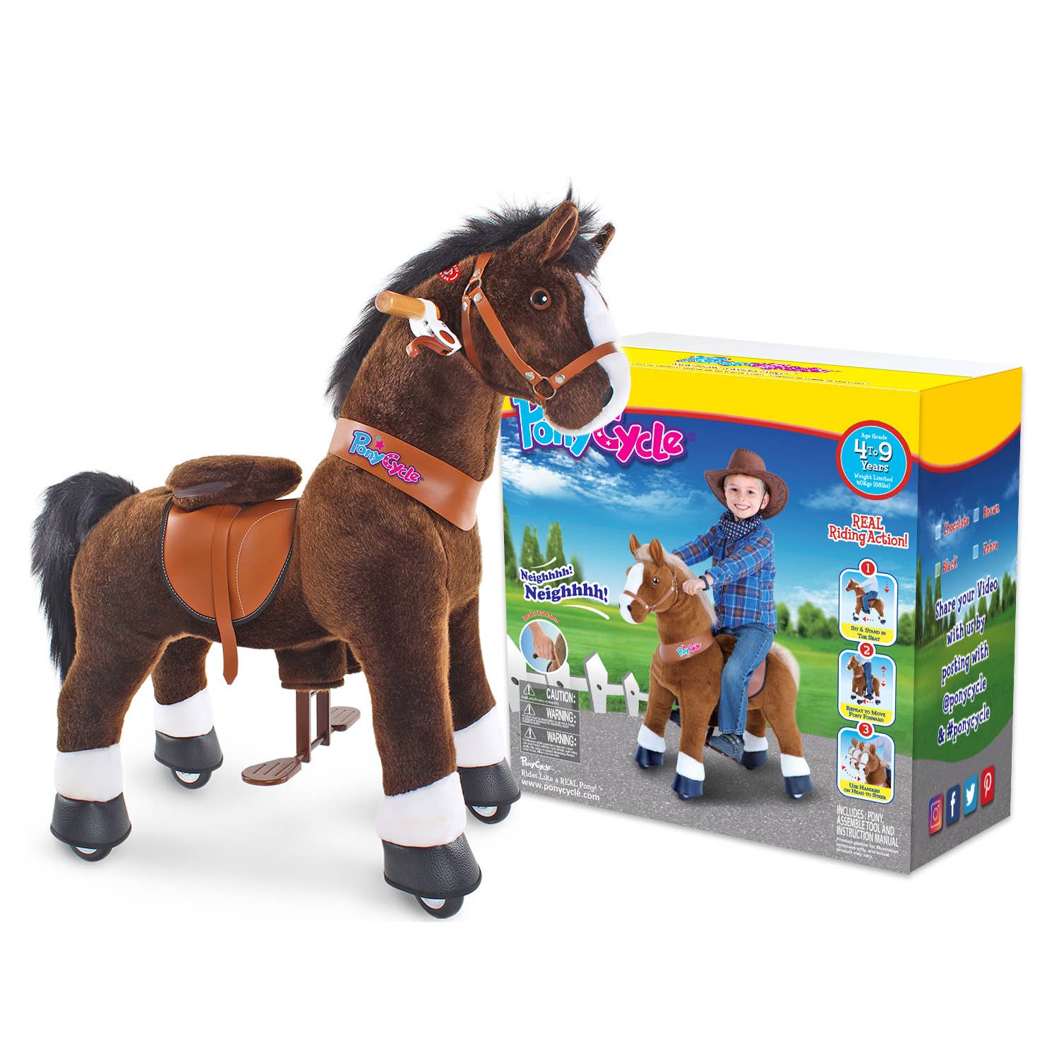 PonyCycle - Wholesale Rocking Horse - Kids - PonyCycle Ride-On Chocolate Brown Horse | Plush Riding Toy3