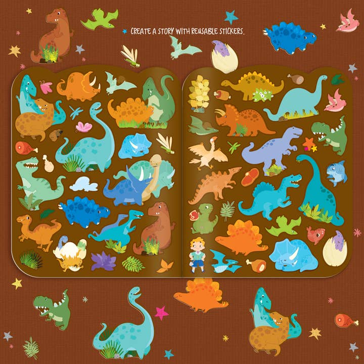 The Piggy Story - Wholesale Coloring Book - Kids & Baby - Dry Erase Reusable Coloring Book with Stickers | Dinosaur