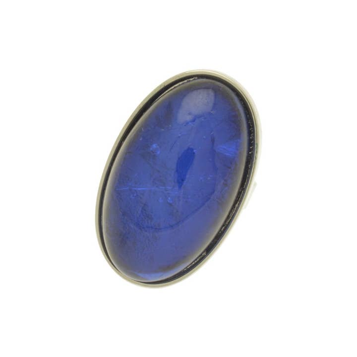 Chunky Blue Foil Resin Adjustable Ring for wholesale by Miss Milly Limited