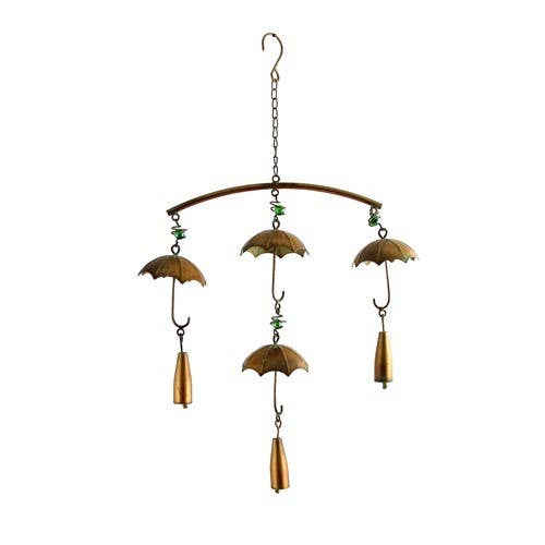 Zaer Ltd. International - Wholesale Wind Chime - Antique Copper Umbrella Wind Chimes with Bells- 3 Sizes