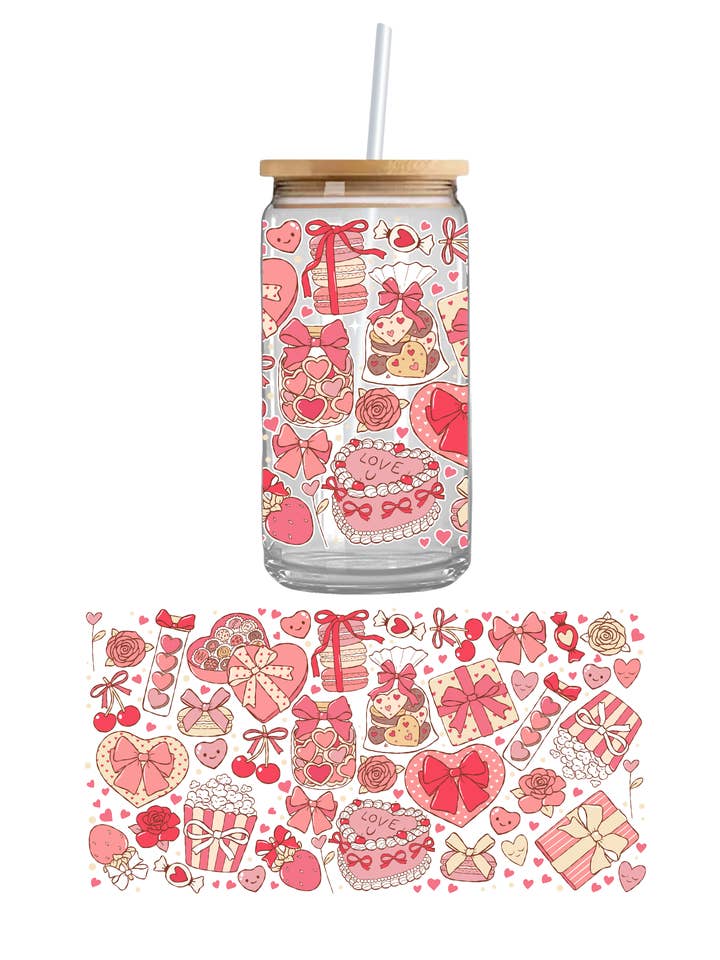 Friandises de Saint-Valentin UV DTF Cupwrap pour la vente par Teddy Transfers