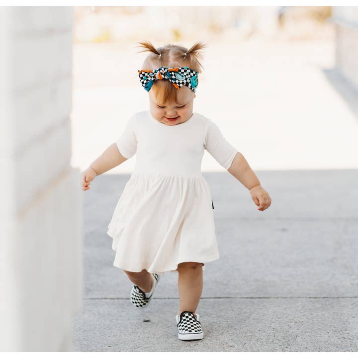millie + roo - Wholesale Dress - Kids - MID SLEEVE BAMBOO DRESS- Natural