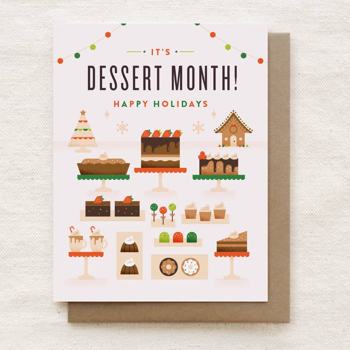 É o mês da sobremesa! - Cartão de Boas Festas por atacado de Quirky Paper Co.