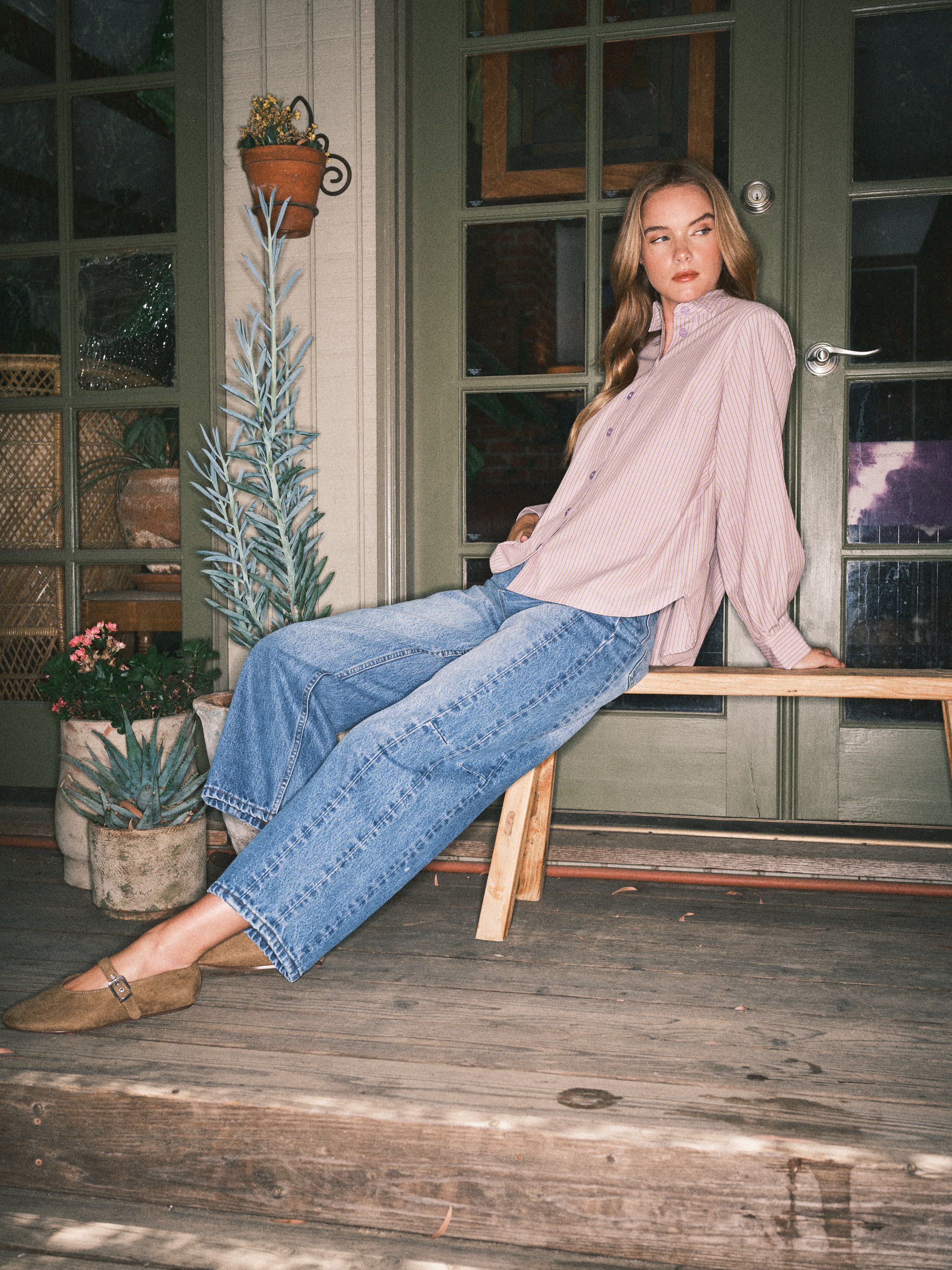 Aaron & Amber - Wholesale Button Down Shirt - Women's - AJT5186 SOFT WASHED STRIPED COTTON SHIRTS4