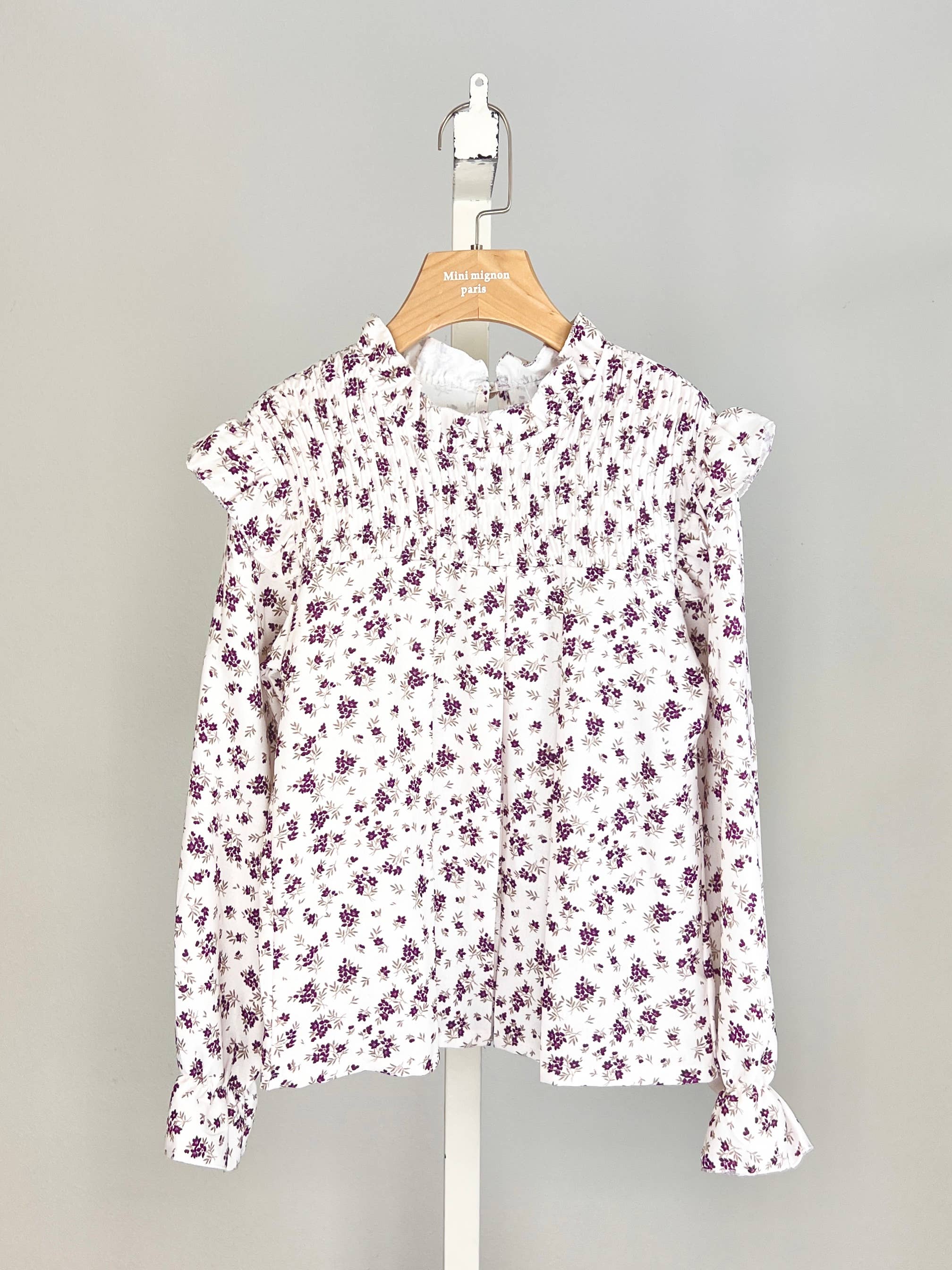 MINI MIGNON PARIS - Vente Chemise – enfant - Top fleuri à volants et manches longues0
