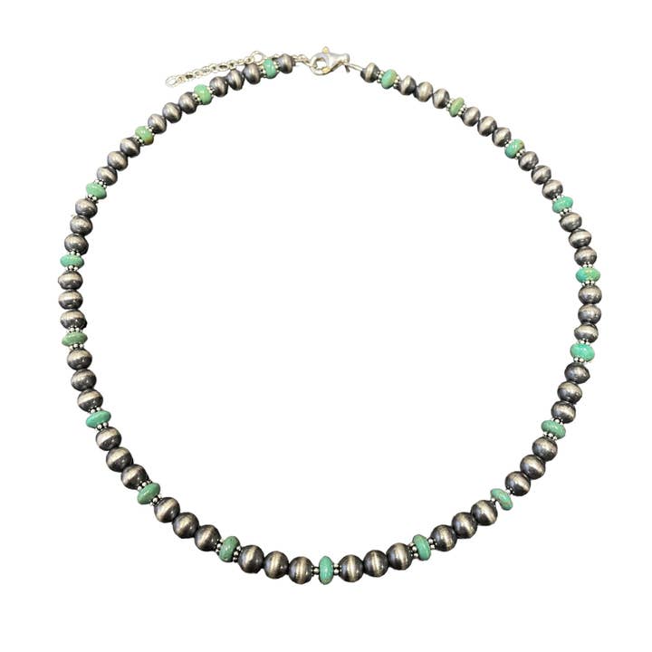 Green Turquoise Desert Pearl Bead Necklace Sterling Silver for wholesale by Select Lines