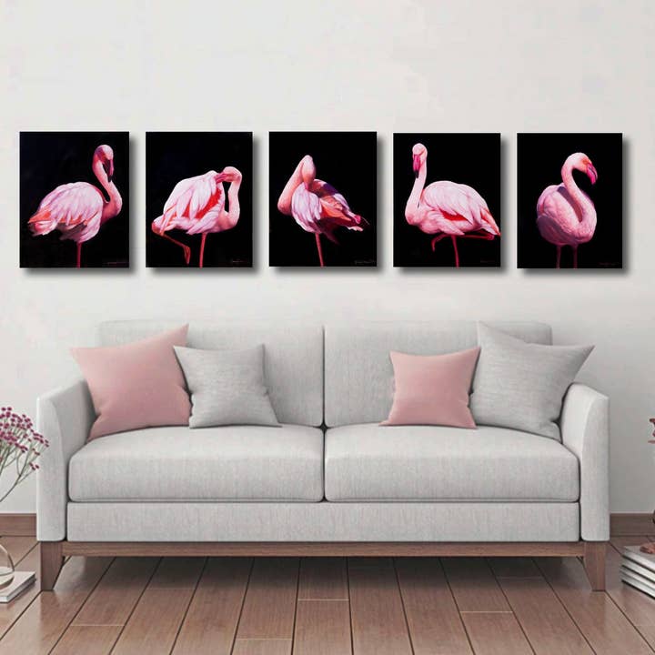 Flamingos - Tropical Animal Canvas Art Print Florida Birds for wholesale by James Corwin Fine Art