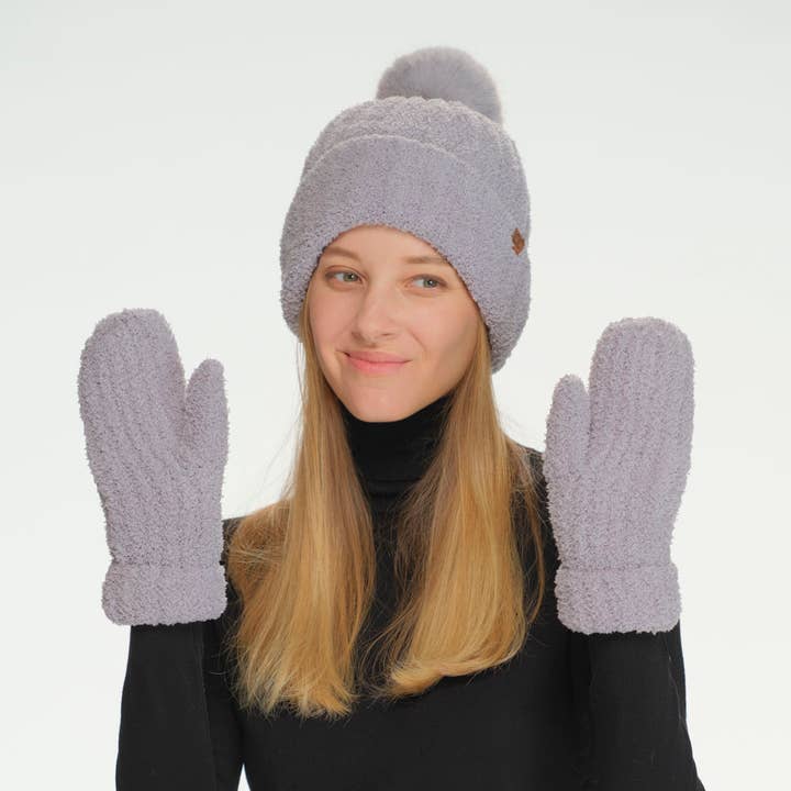 JOIA ACCESSORIES - Wholesale Beanie - Women's - CC COZY YARN HAT MITTEN SET, SEE 01114