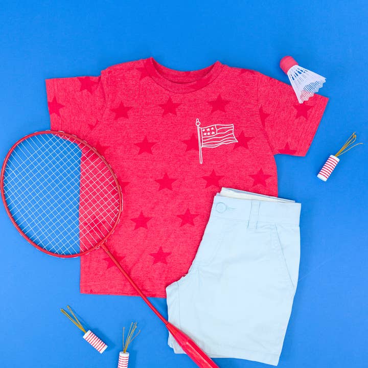 Benny & Ray Apparel - Wholesale Screen Printed T-Shirt - Kids - American Flag Star Spangled Kids 4th of July Shirt USA