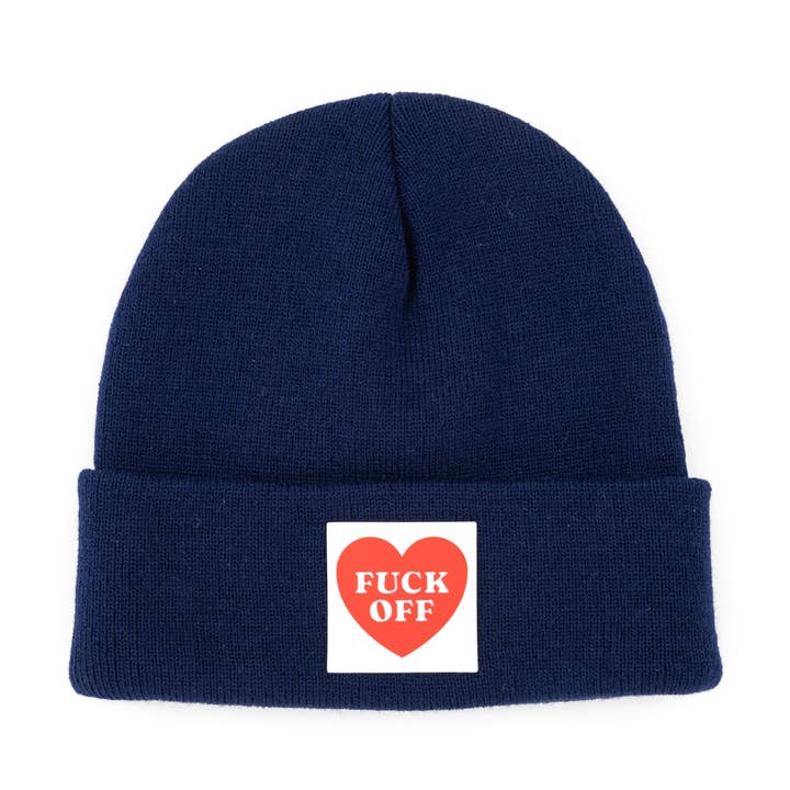 Dark blue "Fuck off" beanie for wholesale by Fisura