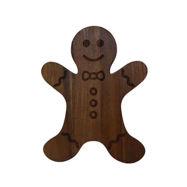 Creative Gifts International Inc. - Wholesale Cutting Board - Christmas Gingerbread Man Acacia Wood Board - 15" x 11.5"