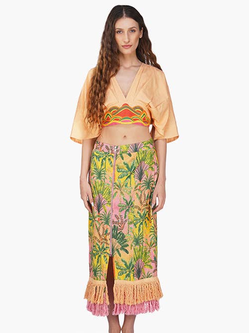 JUPE À FRANGES IMPRIMÉE INFINLESS SUMMER pour la vente par America & Beyond