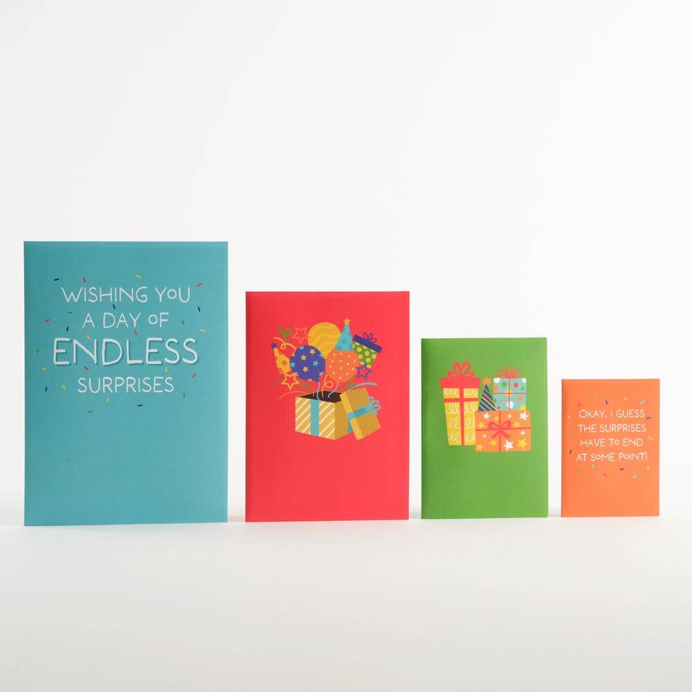 Lovepop Cards - Wholesale Birthday Card - Happy Birthday Endless Surprises 5"x7” to 2"x3” Nesting Card4