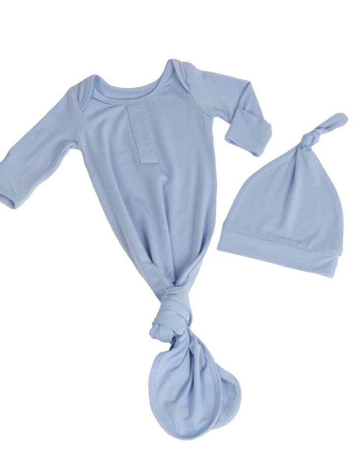 The Yellow Lamb - Wholesale Baby gown set – Baby - Cinch Sack & Hat - French Blue0