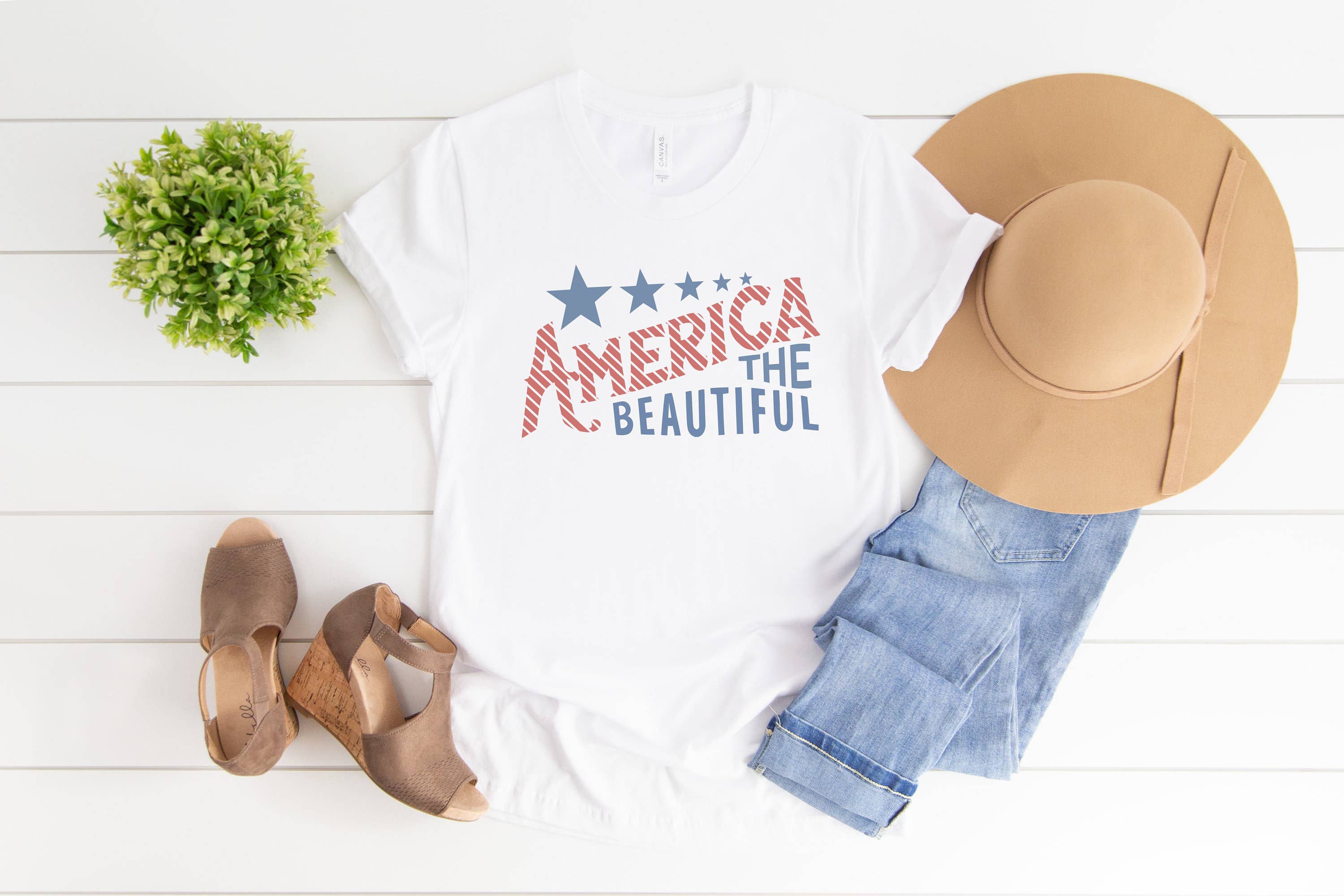 Amy Anne Apparel Inc - Wholesale Screen Printed T-Shirt - Women's - America The Beautiful Flag Tee | Patriotic T Shirt1
