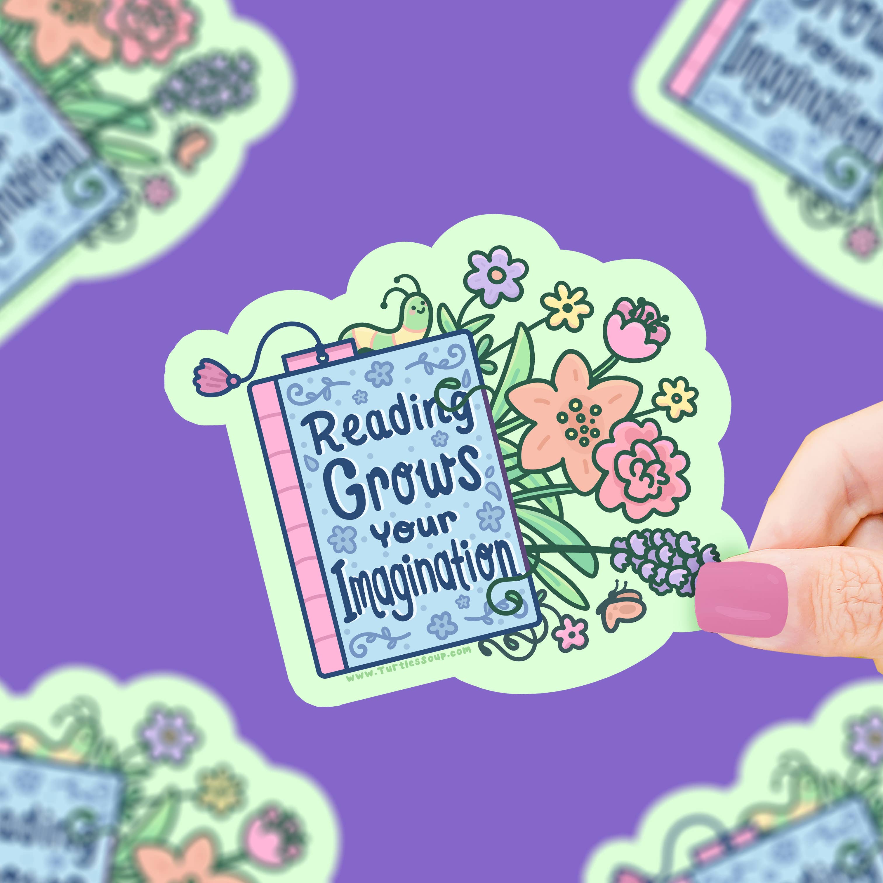 Turtle's Soup - Wholesale Sticker - Reading Grows Your Imagination, Bookish, Vinyl Sticker