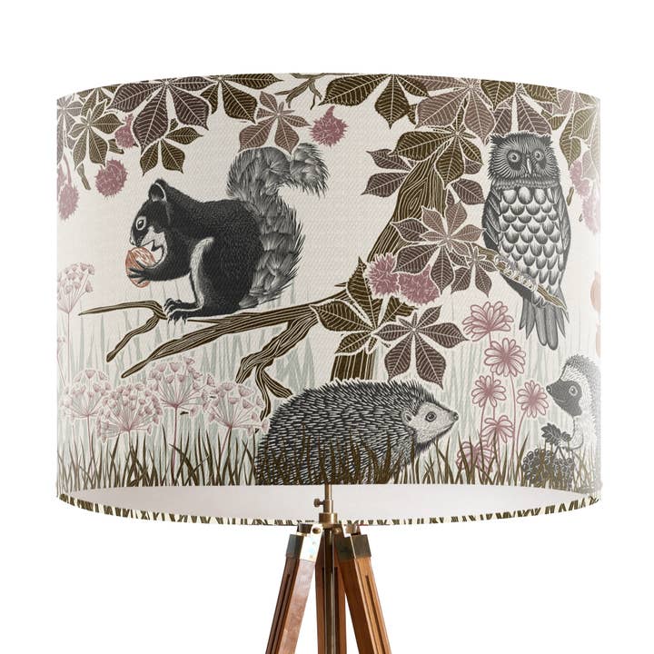 Lampshade Pack of 3 Country Lane Owl & squirrel designer for wholesale by FabFunky Ltd