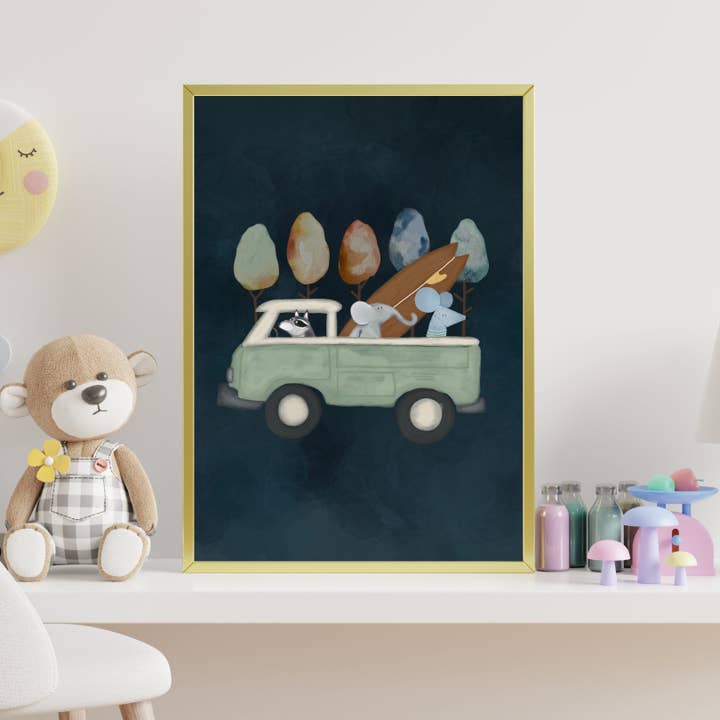 Urchin Bay - Wholesale Art Print - Surf VW Campervan Night Sky Print, Surf Wall Art