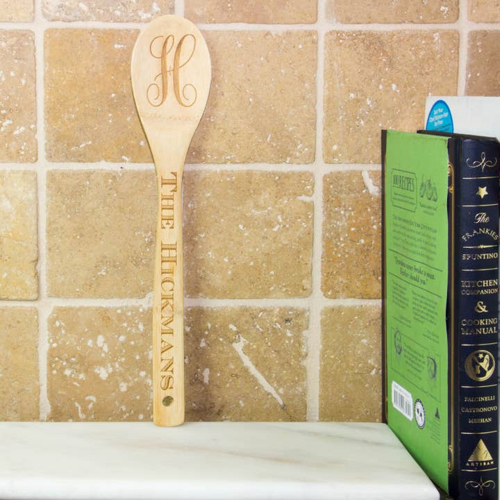Personalized Wooden Spoon | Family Name Spoon | Custom Wooden Spoon | Cooking Utensils | Engraved Cooking Spoon | Bamboo Mixing Spoon for wholesale by Personal Mementos