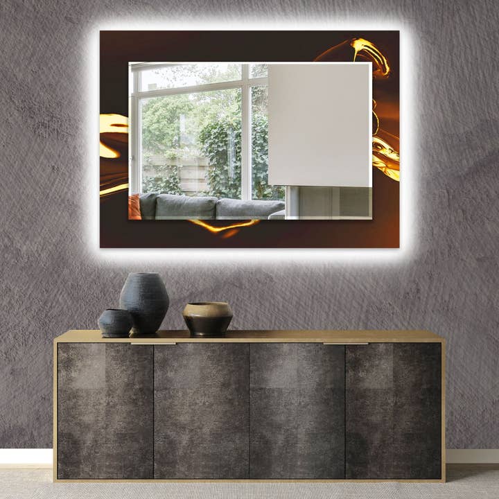Abstract Tempered Glass Wall Mirror for wholesale by MyPhotostation