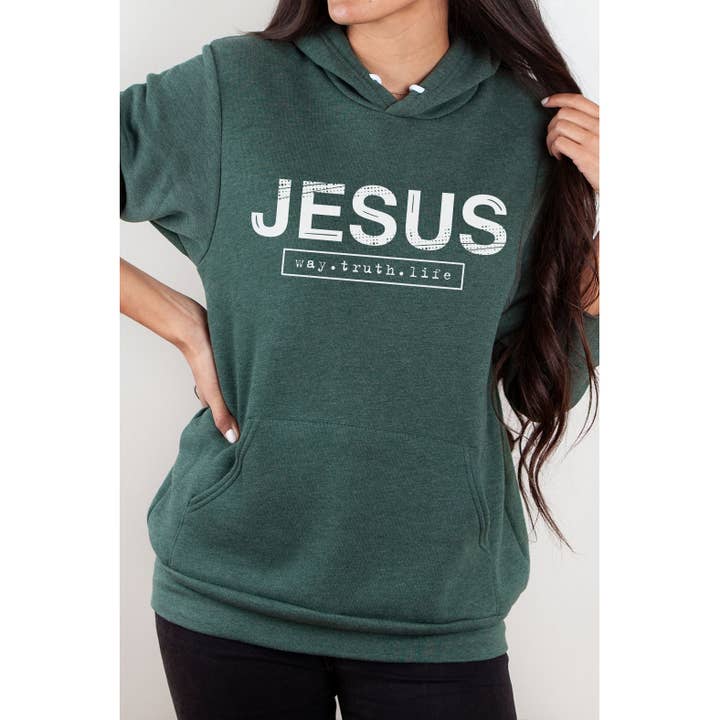 Sweat à capuche Jesus Way Truth Life Christian Graphic pour la vente par Kissed Apparel