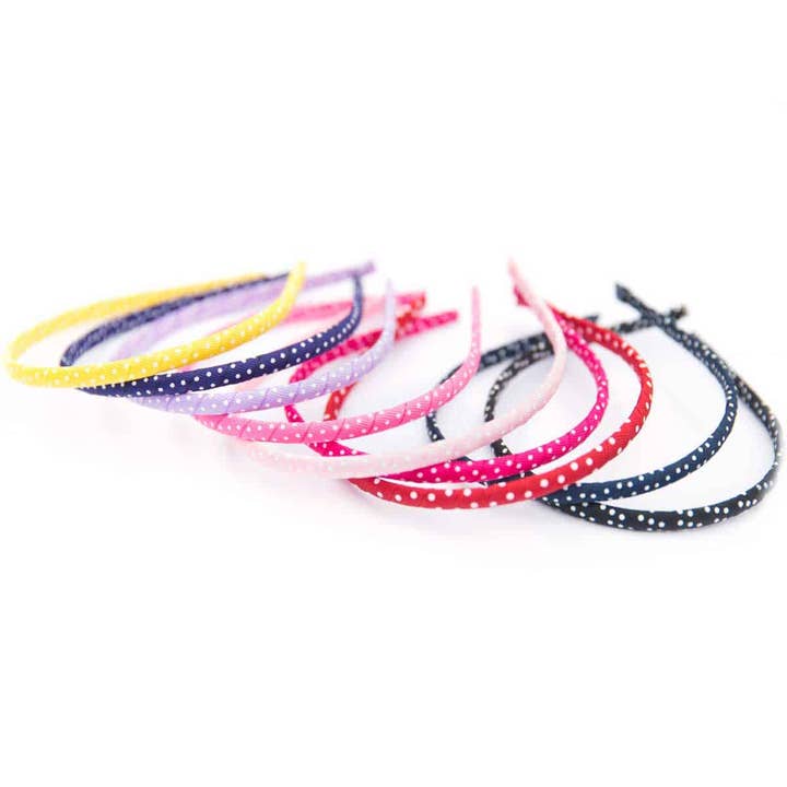 Swiss Polka Dots Narrow Grosgrain Headband for wholesale by Bows Etc.