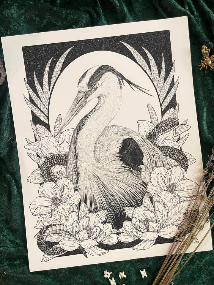 Le Héron de Nuit pour la vente par Strat Lacy Art