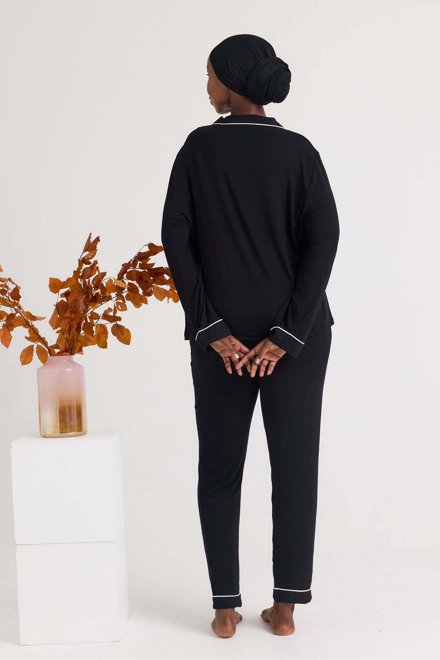 Bamboo Long Pyjama Set in Black for wholesale on Faire2