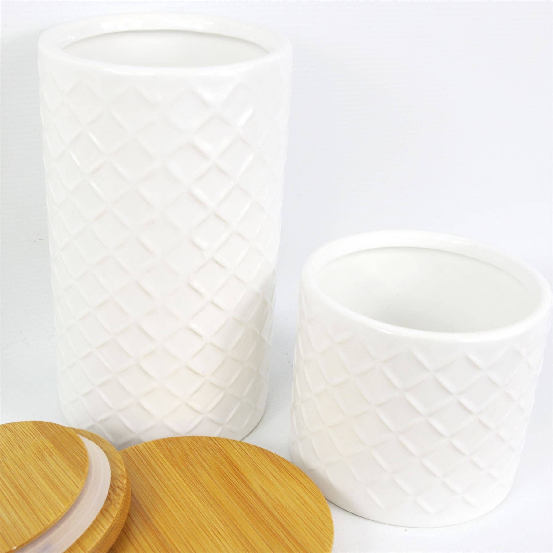 Leaf Design UK LTD – wholesale Canister set – Storage Jars Kitchen Canisters Ceramic Lids Cream 18cm Set 22