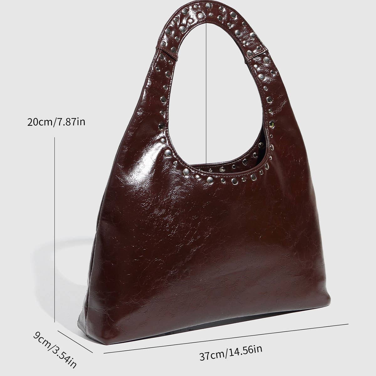Brown Vintage Punk Studded Large Tote Shoulder Bag_CWAB5687 for wholesale on Faire4