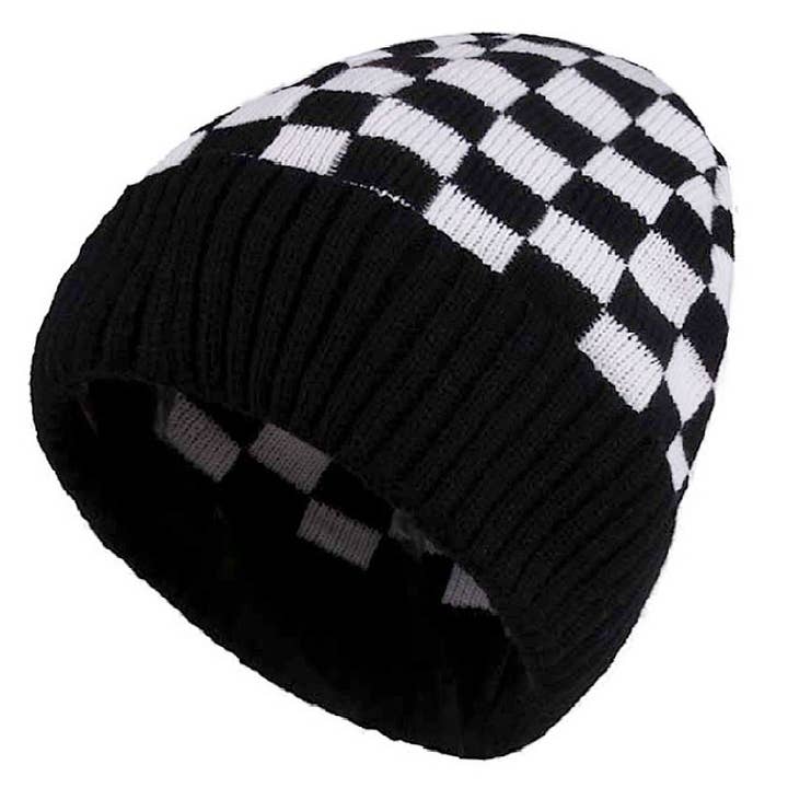 42POPS - Wholesale Beanie - Women's - ..._ 1028 Checkered Pattern Cuff Beanie SI-288090