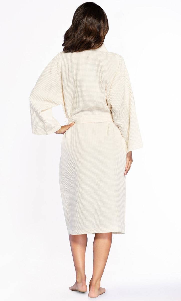 LM Brands Waffle Uni-Sex Kimono Beige Long Robe Square Pattern LM7023-Beige for wholesale on Faire2