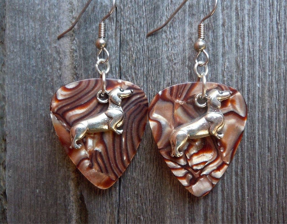 Simply Raevyn - Wholesale Dangle Earrings - Dachshund Charm Guitar Pick Earrings20