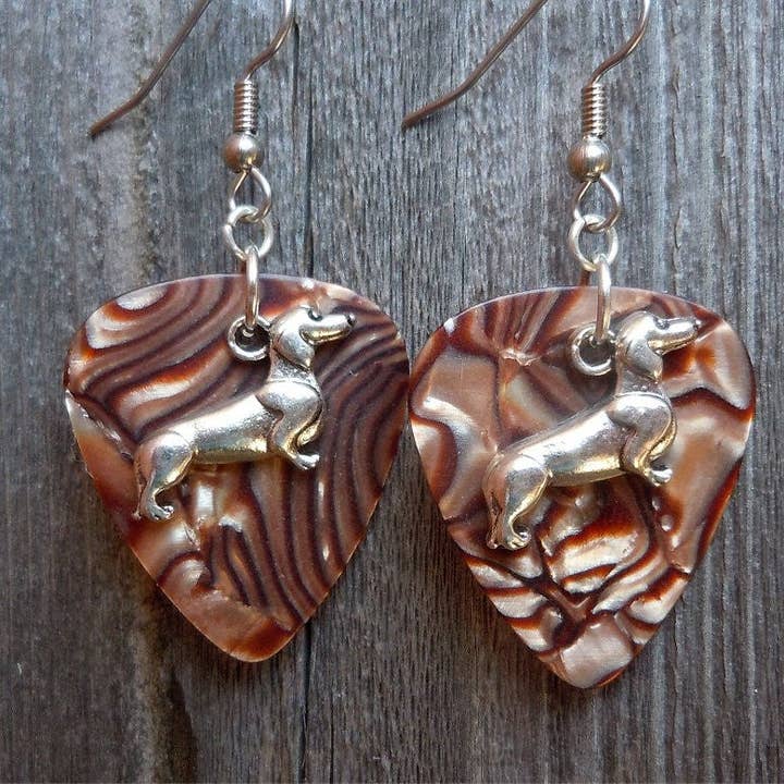Simply Raevyn - Wholesale Dangle Earrings - Dachshund Charm Guitar Pick Earrings20