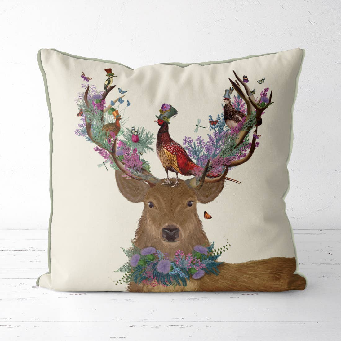FabFunky Ltd - Vente Coussin décoratif - Coussin d'automne ou coussin de jardin écossais Deer Birdkeeper Stag4