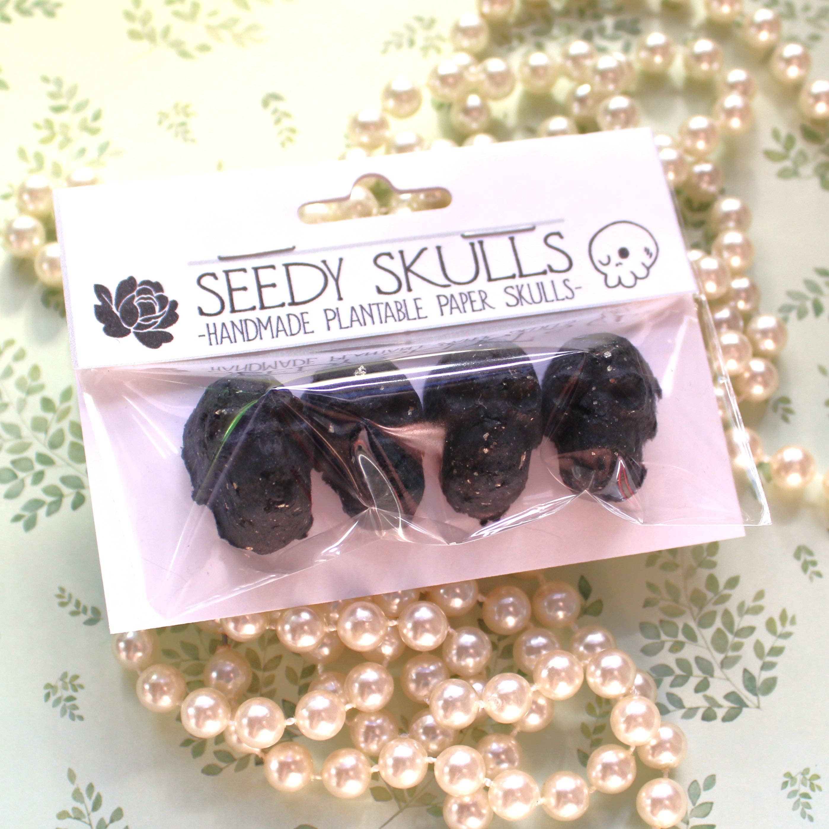 Darling Homebody - Wholesale Plant Seeds - 4 Pack Black Plantable Paper Skulls / Seed Bombs / Seedy Skulls Pack / Recycled Paper Pulp Craft / Spring Summer Small Gift / Wild Flowers0