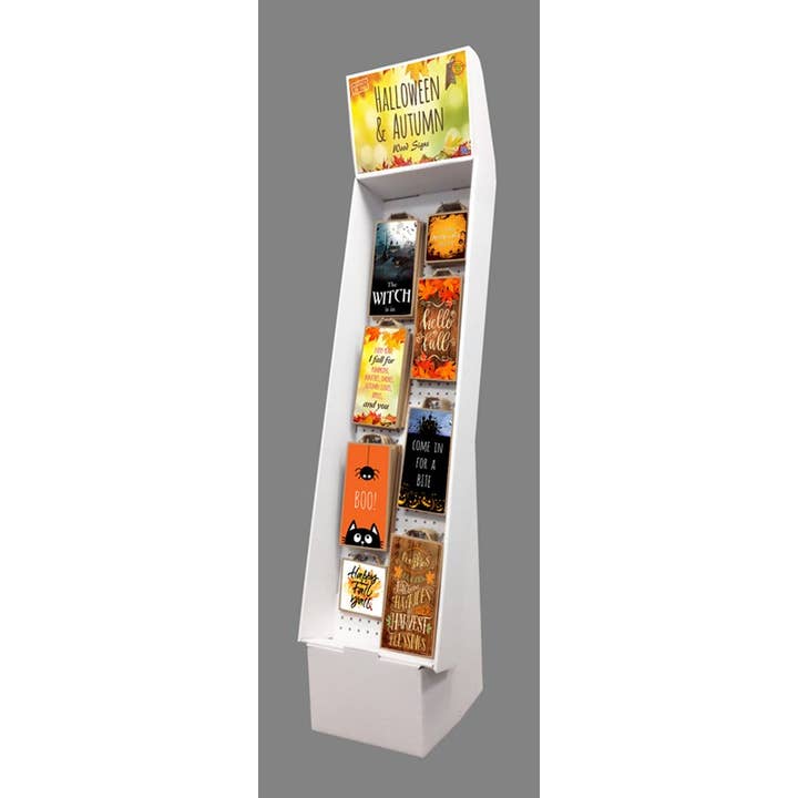 Halloween and Autumn Wood Signs Cardboard Floor Display for wholesale by SJT Enterprises, Inc.