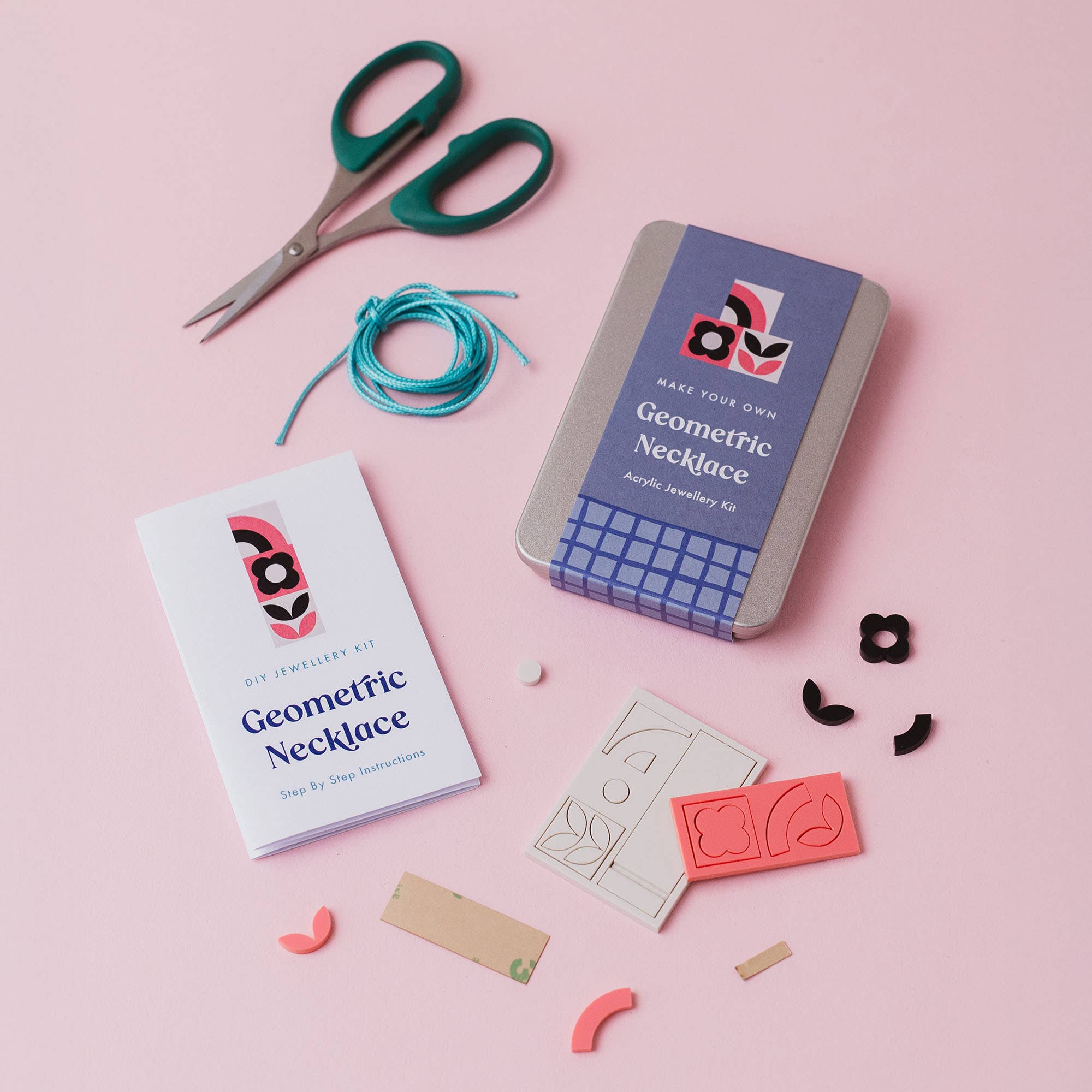 Laura Danby - Vente Kit de bricolage - Kit de fabrication de collier géométrique rose - Kit de bricolage de bijoux2