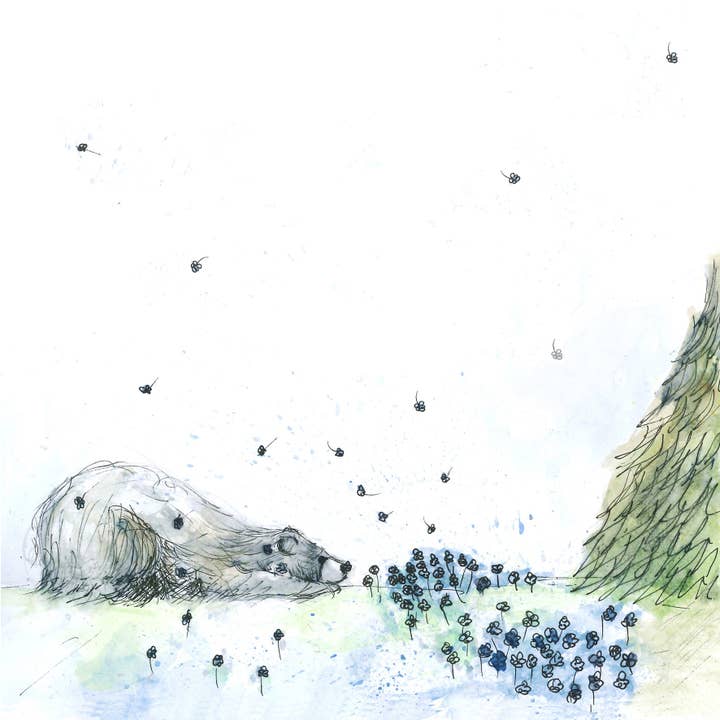 Forget Me Not Bear Greetings Card for wholesale by Catherine Redgate: Illustrator