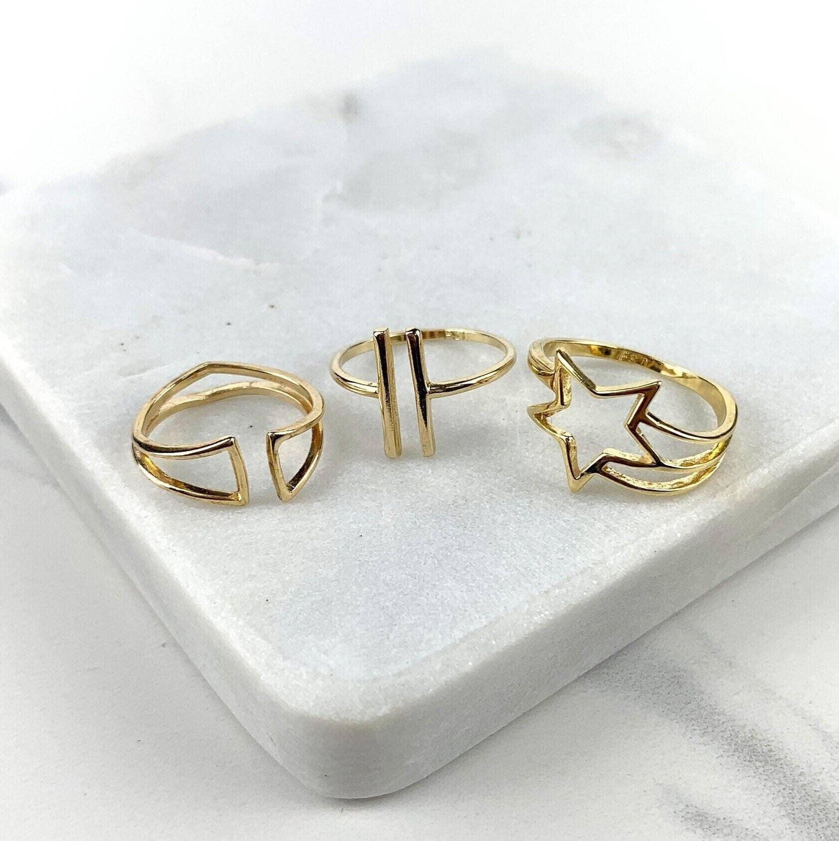 DIJU Jewelry – wholesale  – Adjustable 18k Gold Filled Rings Featuring Designs Parallel, Crown and Star Wholesale Jewelry Supplies4