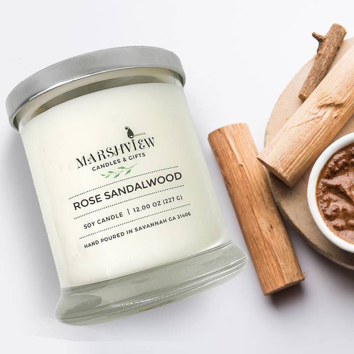 Rose Sandalwood Soy Wax Candle/Soy wax candle/Premium Home fragrance/Wax melts for wholesale by Marsh View Candles & Gifts