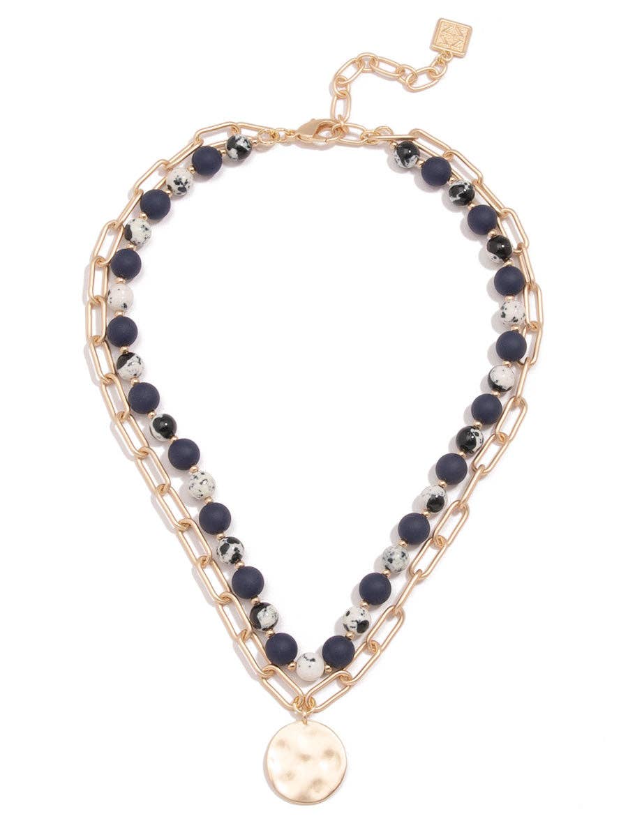 ZENZII Jewelry - Wholesale Pendant/Charm Necklace - Mixed Bead & Links Layered Pendant Necklace5